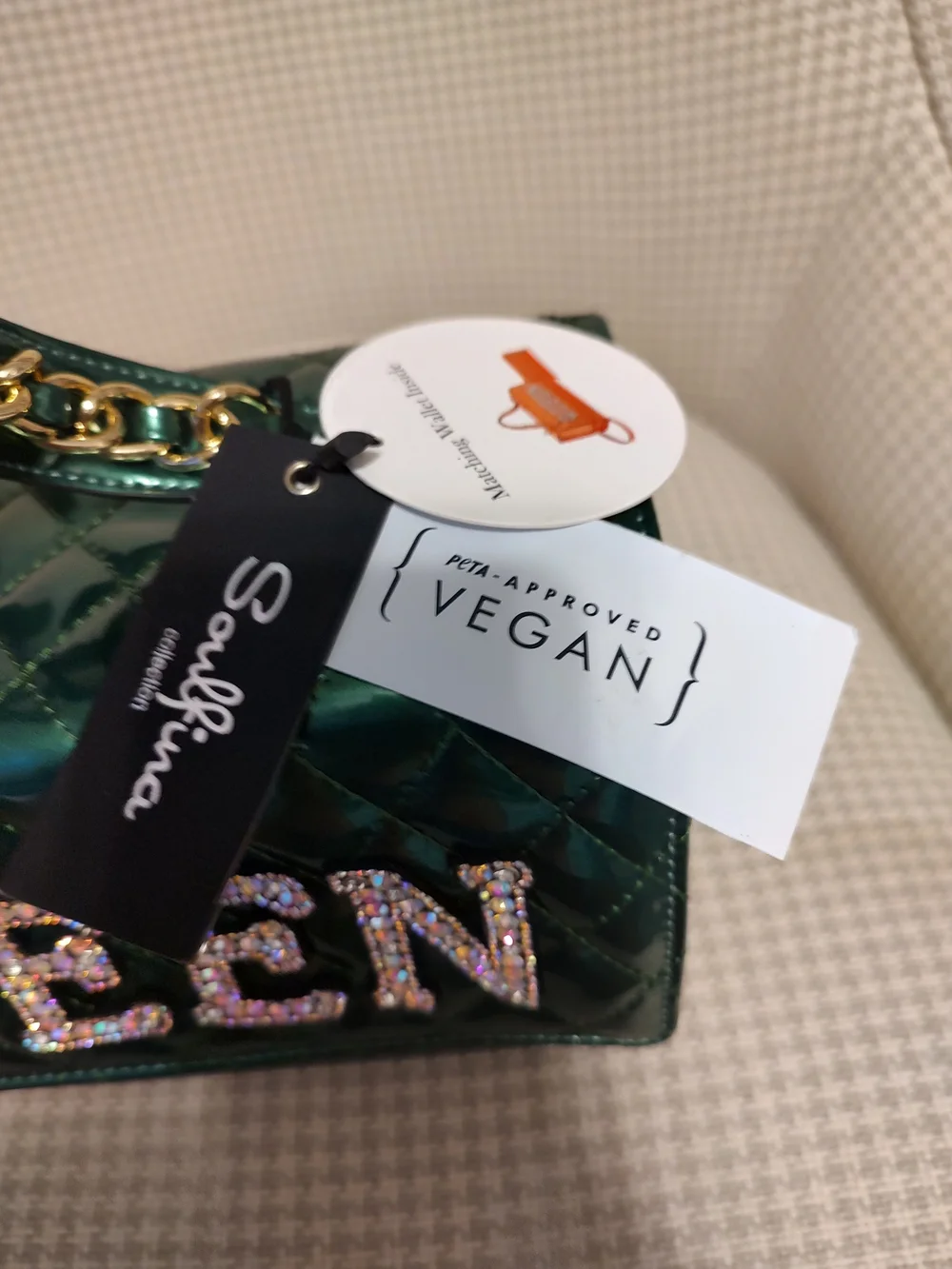 Vegan Emerald Green QUEEN Quilted Top-Handle Bag